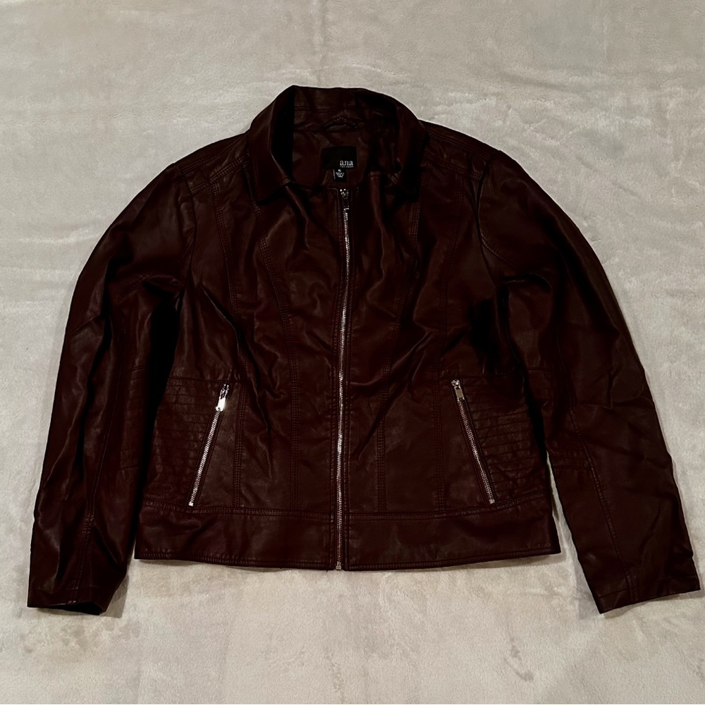 Women’s Burgundy Faux Leather Jacket